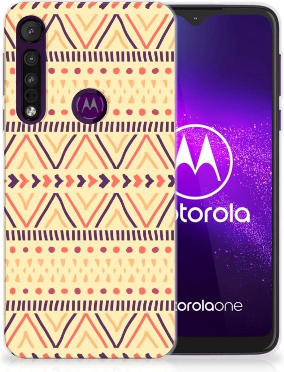 Back Cover voor Motorola One Macro TPU bumper Aztec Yellow
