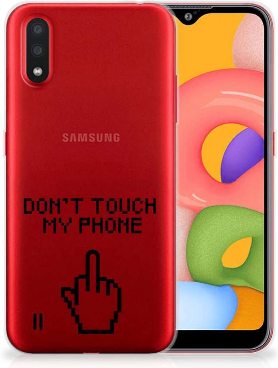 Samsung Galaxy A01 Silicone-hoesje Finger Don't Touch My Phone