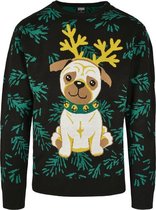 Heren Kersttrui Pug Christmas Sweater zwart