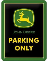 John Deere Parking Only  Metalen wandbord in reliëf 15x20 cm