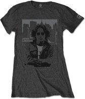 John Lennon - Skyline Dames T-shirt - S - Grijs