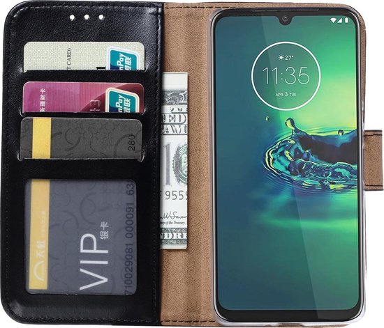 Coque Motorola Moto G8 Plus Zwart avec Porte-Cartes
