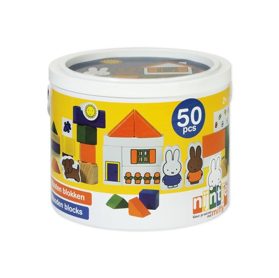 Bambolino Toys - Nijntje speelgoed - Blokkenton met 50 houten blokjes van Bambolino Toys — afbeelding 2