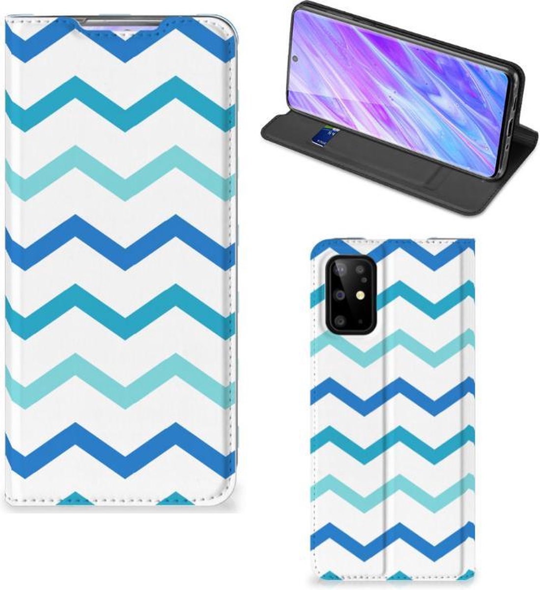 Samsung Galaxy S20 Plus Hoesje met Magneet Zigzag Blauw