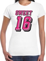 Sweet 16 verjaardag t-shirt wit voor dames XL