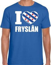 T-shirt I love Fryslan voor heren - blauw - Friesland shirtjes / outfit L