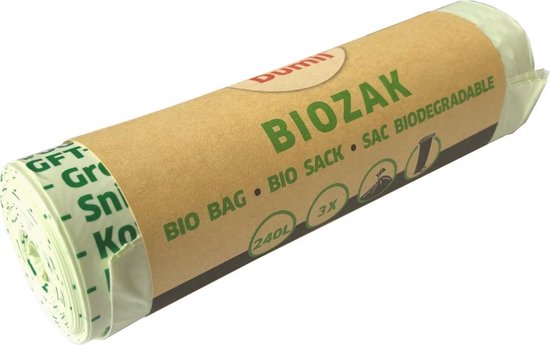 Biozakken 240 liter groen 115x140 cm composteerbaar - 1 Rol van 3 stuks |