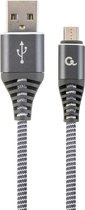 Premium micro-USB laad- & datakabel 'katoen', 2 m, spacegrey/wit