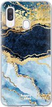HappyCase Samsung Galaxy A20E Flexibel TPU Hoesje Blauw Marmer Print