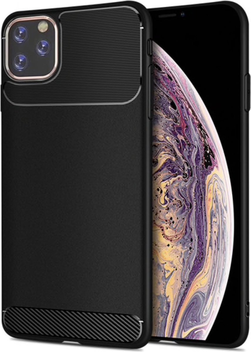 Geschikt voor Luxe Carbon Backcover voor Apple iPhone 11 Pro - Zwart - TPU