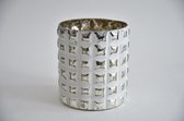 Kerst Sfeerlichten - Windlicht Cilinder 13x13x14cm White Silver