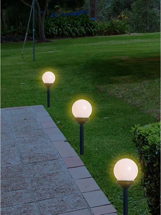 8x Buiten/tuin LED bollen stekers Noah solar verlichting 27 cm -  Tuinverlichting -... | bol