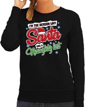 Foute Kersttrui / sweater - Im the reason why Santa has a naughty list - zwart voor dames - kerstkleding / kerst outfit XS (34)