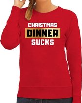 Foute Kersttrui / sweater - Christmas dinner sucks - kerstdiner - rood voor dames - kerstkleding / kerst outfit L (40)