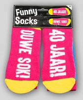 Sokken - Funny socks - 40 jaar! Ouwe sok! - In cadeauverpakking met gekleurd lint