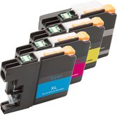 Print-Equipment Inkt cartridges / Alternatief voor Brother LC-125 / LC-127 XL. Zw, Bl, Ro, Ge | Brother DCP-J4110DW/ J4410DW/ J4510DW/ J4610DW/ J4710DW/