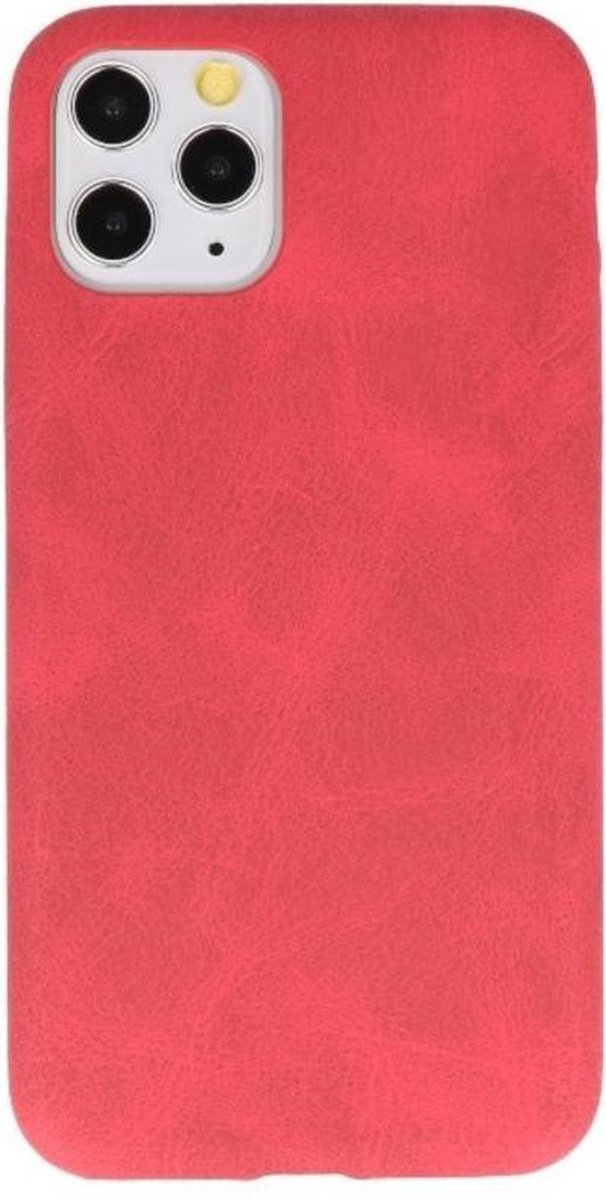 Leder Design Back Cover voor iPhone 11 Pro Rood