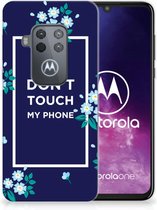 Housse en Cuir Etui de Protection pour Motorola One Zoom Coque Téléphone Fleurs Bleues Dtmp