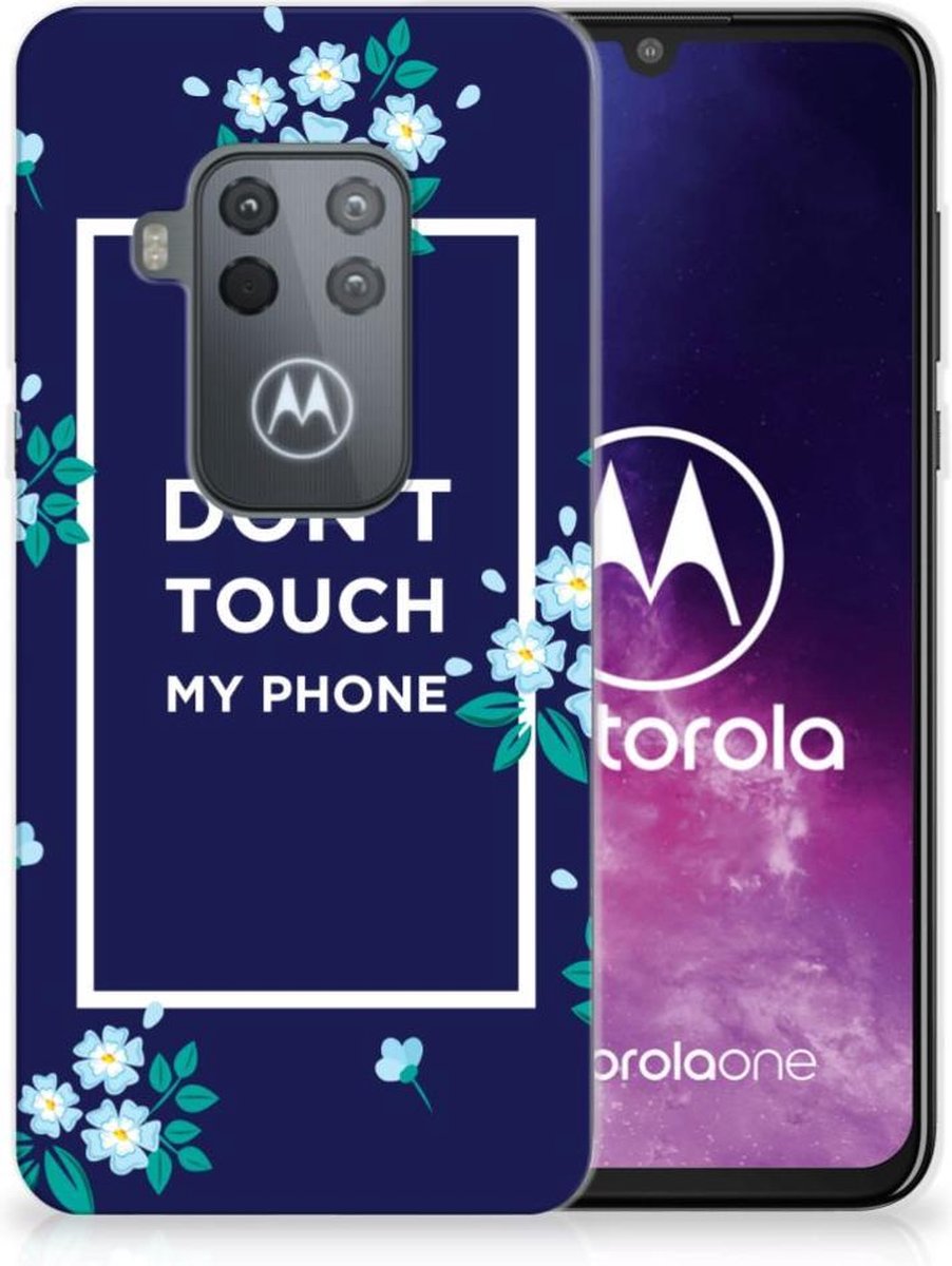 Motorola One Zoom Silicone-hoesje Flowers Blue DTMP