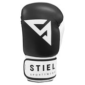 Gants de boxe Stiel Basic en cuir - Noir - Blanc - 12 oz