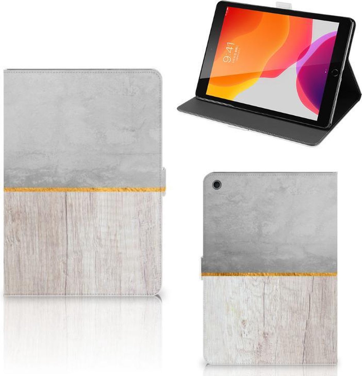 iPad 10.2 2019 | iPad 10.2 2020 | 10.2 2021 Tablet Book Cover Wood Concrete
