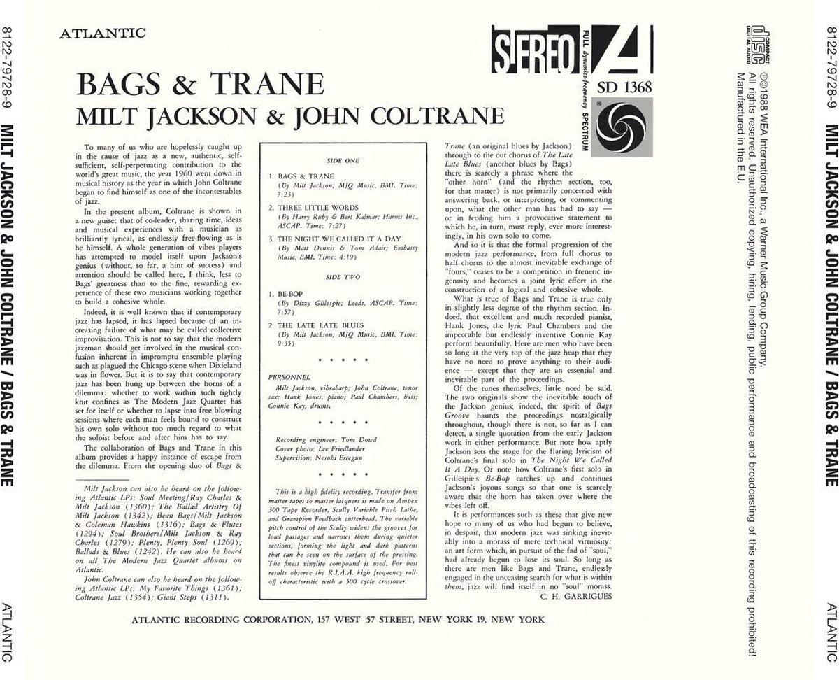 Bags & Trane, Milt & John Coltrane Jackson | CD (album) | Muziek | bol.com