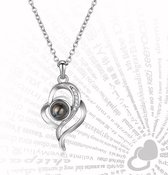 Zilveren Dubbelen Hart 100 Talen Ik Hou Van Je Ketting - Zilverkleurige Ketting - I Love You Ketting - Cadeau TIP - LIMITED EDITION