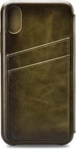 Senza Desire Skinny Leren Bookcase Hoesje - Geschikt voor iPhone XS / X - Burned Olive
