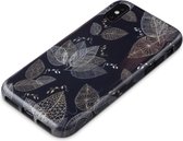 Wilma glow in the dark glans bladeren case plant lijnen iPhone X XS - Zwart