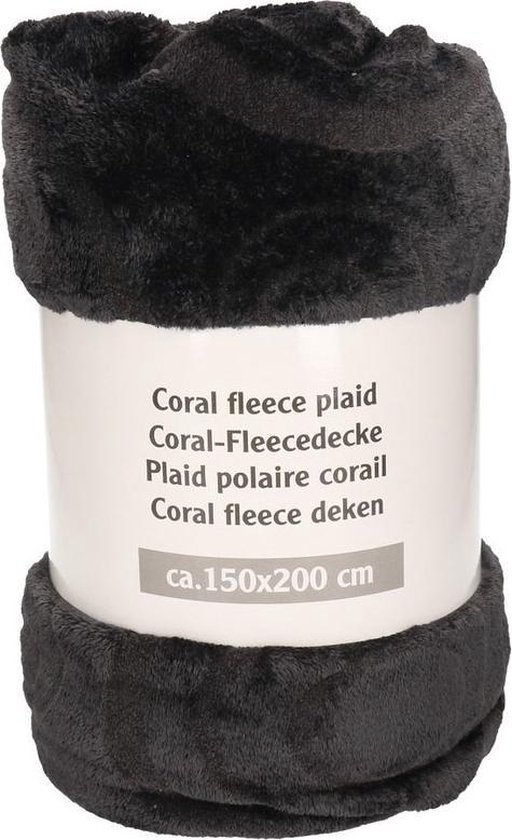 Zwart fleece 150 x 200 cm - Woondeken/plaid | bol.com