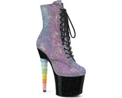 Pleaser - UNICORN-1020G Plateau Laarzen, Paaldans schoenen - Paaldans schoenen - 35 Shoes - Paars/Blauw