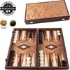 Afbeelding van het spelletje Walnoot Backgammon set - Luxe - 30x17cm - Superluxe  top kwaliteit