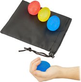 relaxdays hand trainer - balles anti-stress - jeu de 3 - squeeze ball - forme d'oeuf - balle anti-stress