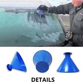 Magische ijskrabber 2pack - DUOPACK BLAUW – auto - blauw – ronde sneeuw / ijskrabber - 360° – magische ronde sneeuwveger met extra trechter functie!