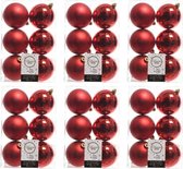 36x Kerst rode kunststof kerstballen 8 cm - Mat/glans - Onbreekbare plastic kerstballen - Kerstboomversiering kerst rood
