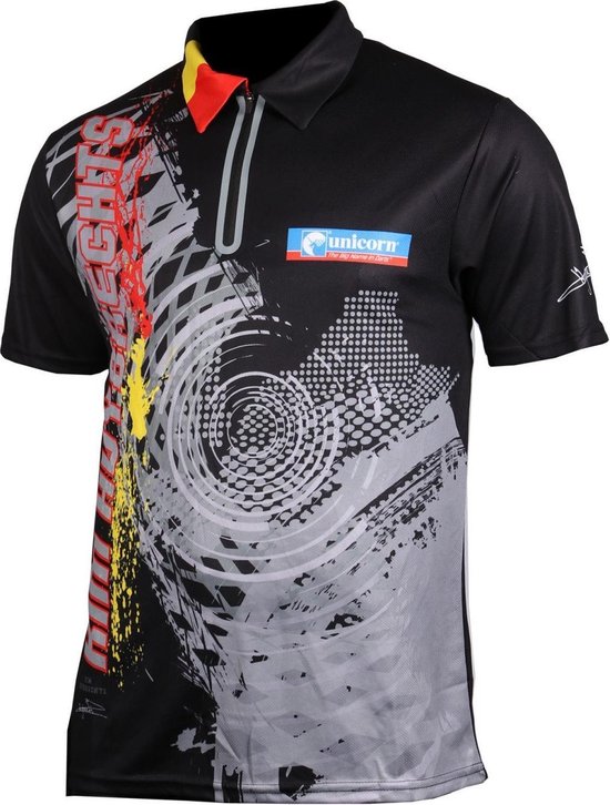 Unicorn Dartshirt Kim Huybrechts Heren Zwart/grijs/rood Maat S