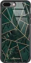 iPhone 8 Plus/7 Plus hoesje glass - Abstract groen | Apple iPhone 8 Plus case | Hardcase backcover zwart