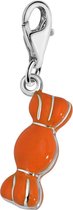 Quiges - 925 Zilver Charm Bedel Hanger 3D Oranje Snoepje - HC300