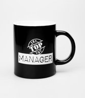 Zwart Wit Mok - Top Manager - Gevuld met luxe toffeemix - In cadeauverpakking met krullint