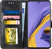 Samsung Galaxy A51 Hoesje Book Case Wallet Design Lines Zwart