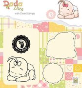 Nellies Choice DADA Die with clear stamp Its a girl: slapen DDCS013 47x41mm
