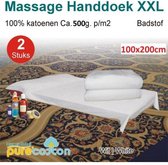 Massage - Handdoeken XXL 500g. p/m2 Wit | set van 2 Stuks | 100x200cm  - Leverbaar in: 100x200