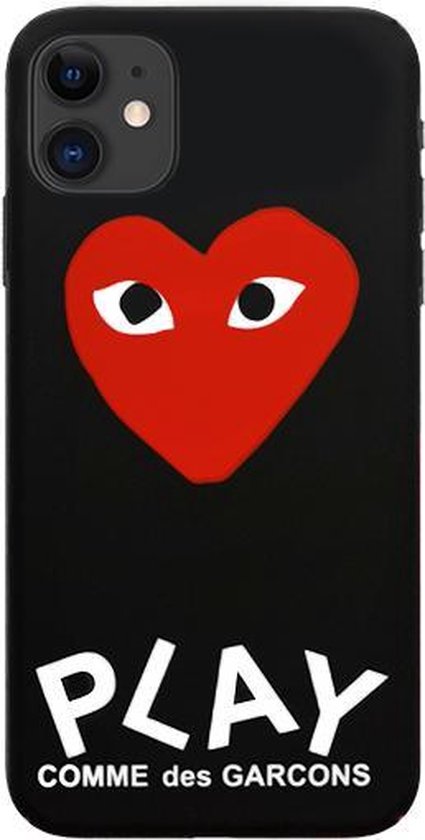 bol.com | iPhone 11 Case Cover - Bescherm hoes - Comme des Garçons - Zwart  - Hartje - Geschikt...