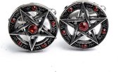 Manchetknopen - Pentagram met Rode Stenen