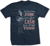 Johnny Cash Heren Tshirt -S- All Star Tour Blauw