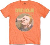 David Bowie Heren Tshirt -L- Hunky Dory Portrait Oranje