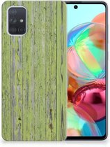 Geschikt voor Samsung Galaxy A71 Bumper Hoesje Green Wood
