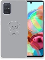Geschikt voor Samsung Galaxy A71 Telefoonhoesje met Naam Grijs Baby Olifant