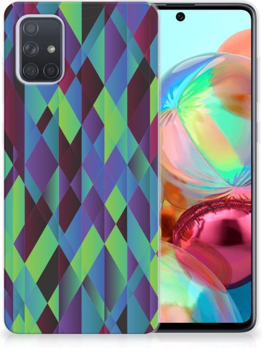 Samsung Galaxy A71 TPU Hoesje Abstract Green Blue