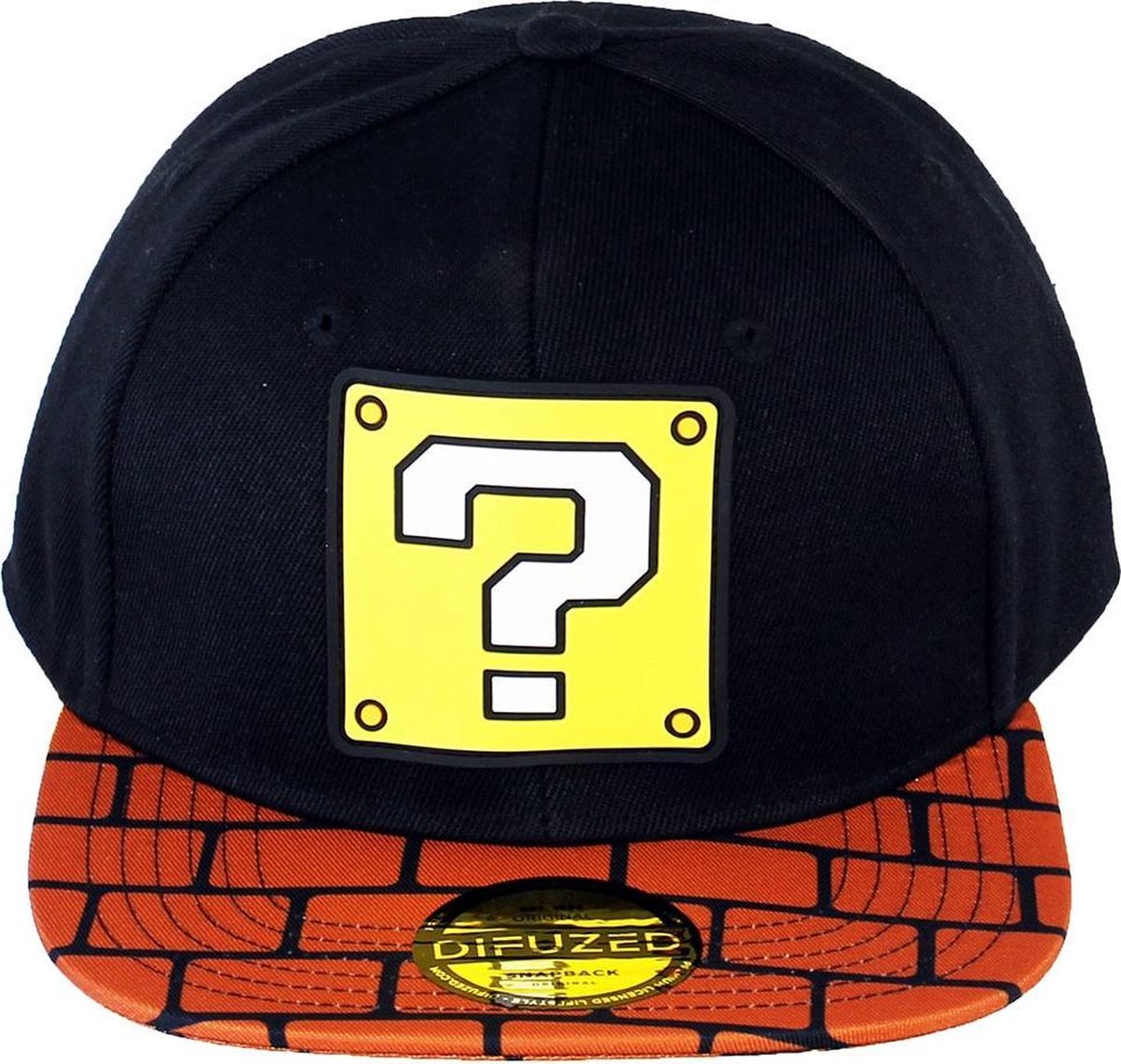 Super Mario Brick Block Snapback Cap Pet Zwart - Officiële Merchandise